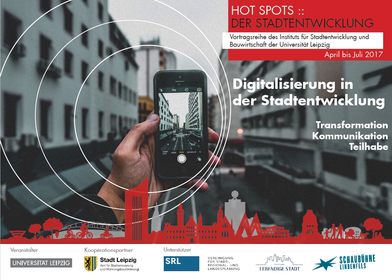 Flyer zu Hot Spots, Aufschrift: Digitalisierung in der Stadtentwicklung