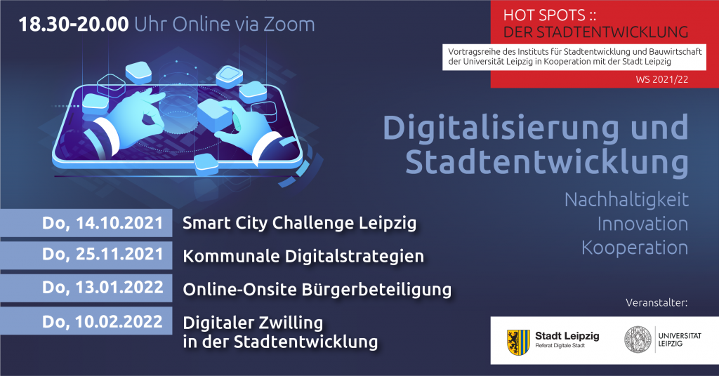 Flyer HOT SPOTS:: Der Stadtentwicklung Veranstaltungsreihe Wintersemester 2021, alle Infos im Artikel