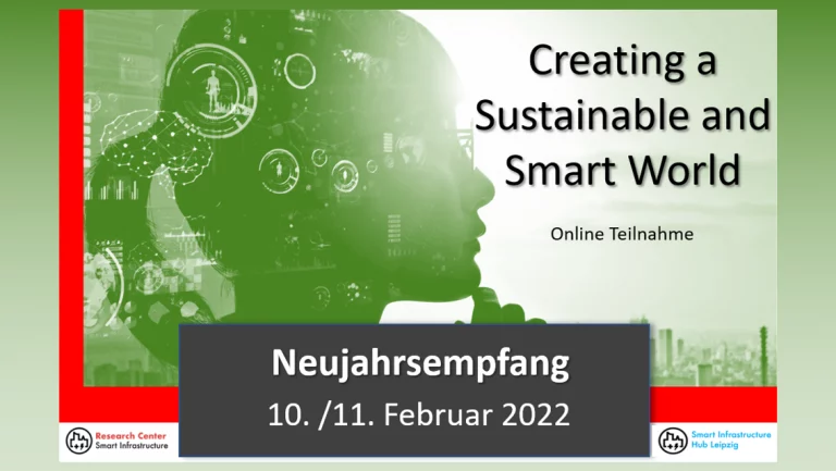 Links neben der Überschrift "Creating a Sustainable and Smart World ist ein Kopf im seitlichen Profil und grüner Farbe abgebildet. Zusätzlich befinden sich um den Kopf Symbole, die Vernetzung symbolisieren.