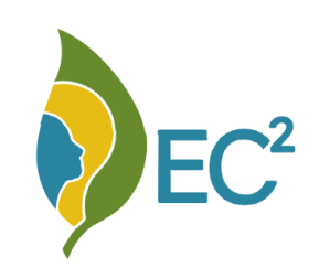 Das Logo des Projekts EC^2 zeigt ein Blatt, das eine Glühbirne und ein Gesicht umfasst. 